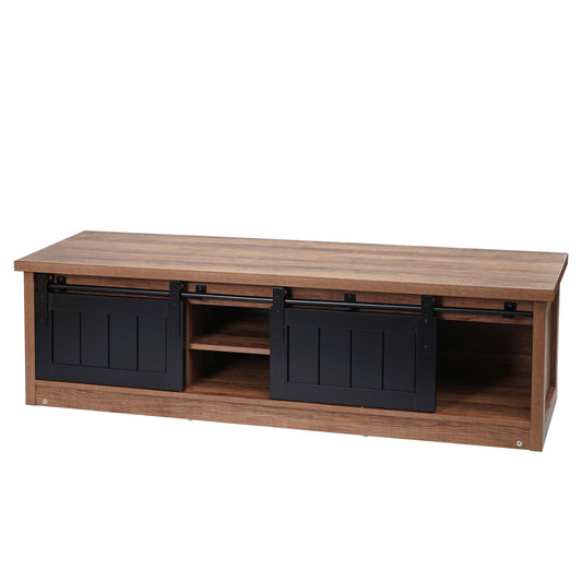 Cosmo Casa - TV-rek - Lowboard - Houtlook & Metaal met Schuifdeur - 43×150×40 cm - Bruin