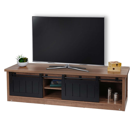 Cosmo Casa - TV-rek - Lowboard - Houtlook & Metaal met Schuifdeur - 43×150×40 cm - Bruin