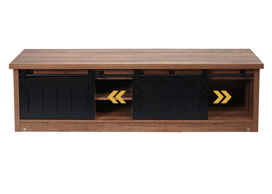 Cosmo Casa - TV-rek - Lowboard - Houtlook & Metaal met Schuifdeur - 43×150×40 cm - Bruin