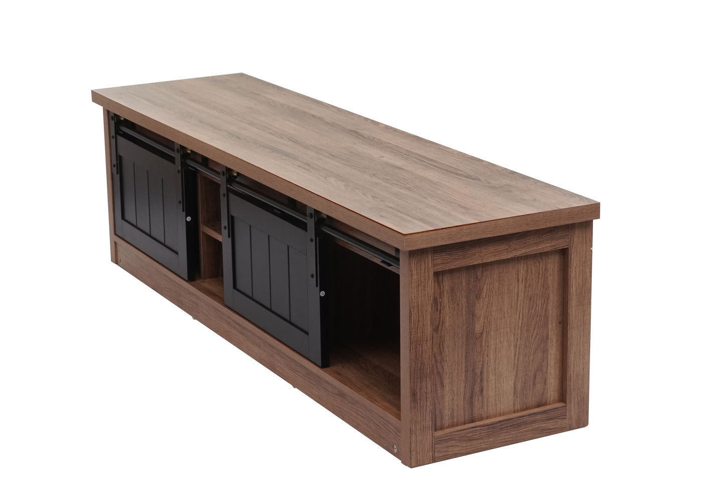 Cosmo Casa - TV-rek - Lowboard - Houtlook & Metaal met Schuifdeur - 43×150×40 cm - Bruin