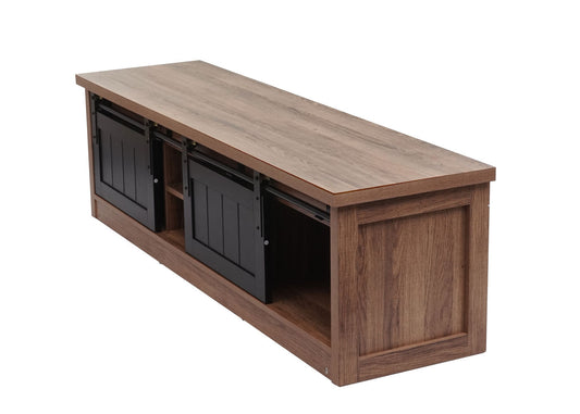 Cosmo Casa - TV-rek - Lowboard - Houtlook & Metaal met Schuifdeur - 43×150×40 cm - Bruin