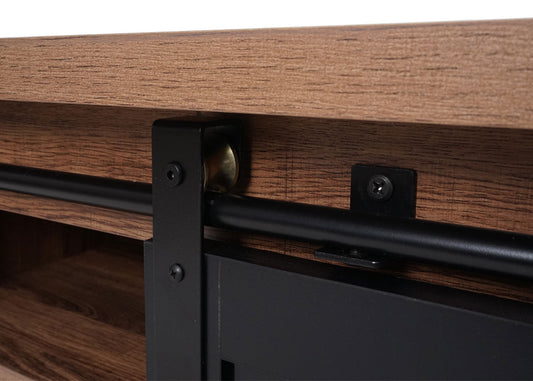 Cosmo Casa - TV-rek - Lowboard - Houtlook & Metaal met Schuifdeur - 43×150×40 cm - Bruin