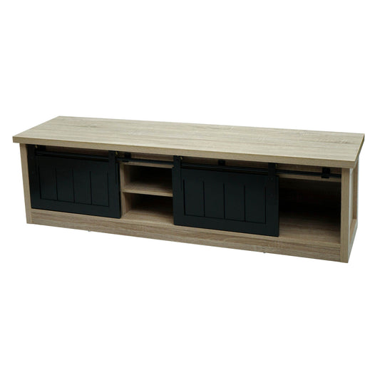 Cosmo Casa - TV-rek - Lowboard - Houtlook & Metaal met Schuifdeur - 43×150×40 cm - Naturel