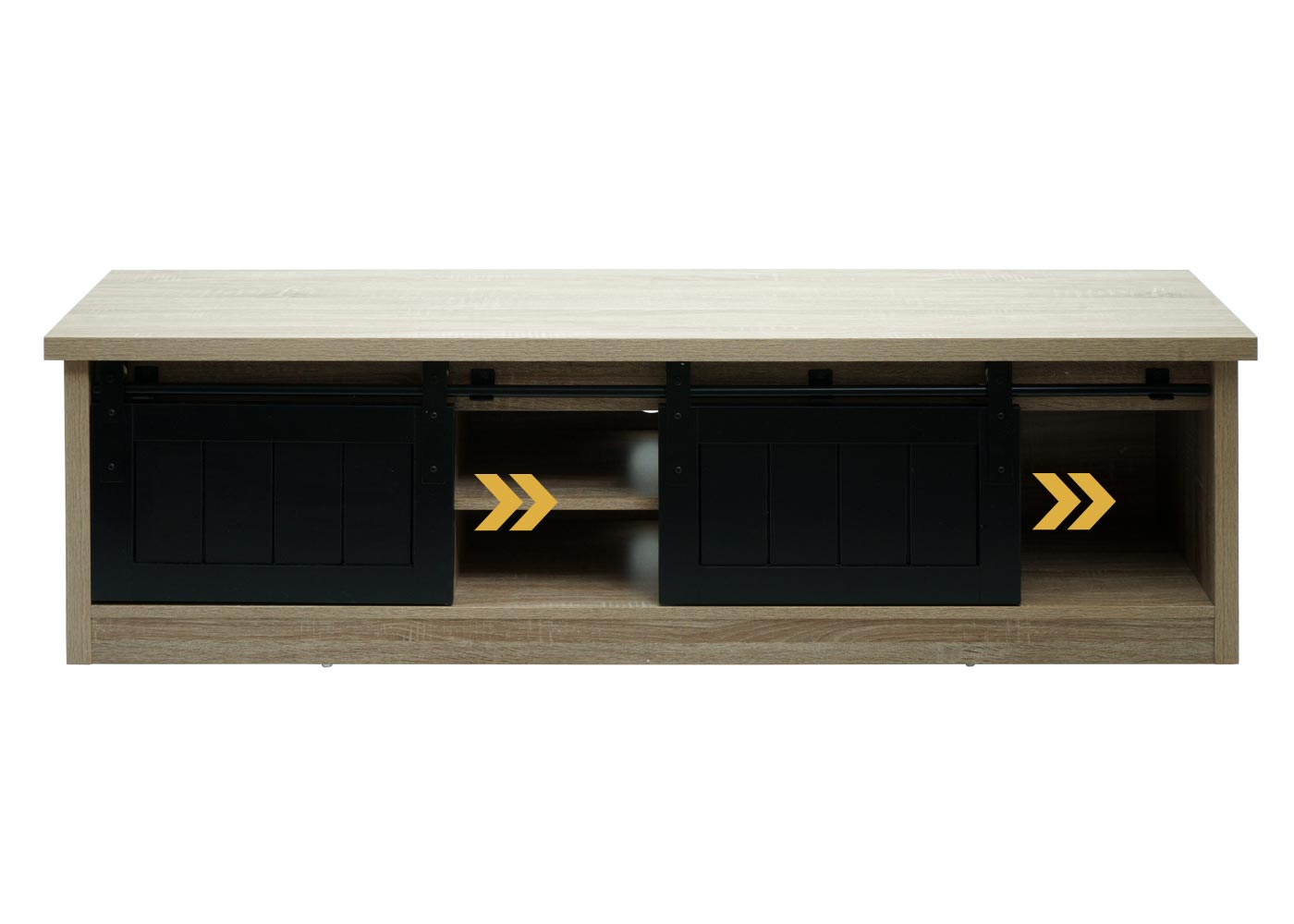 Cosmo Casa - TV-rek - Lowboard - Houtlook & Metaal met Schuifdeur - 43×150×40 cm - Naturel