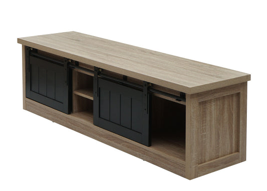 Cosmo Casa - TV-rek - Lowboard - Houtlook & Metaal met Schuifdeur - 43×150×40 cm - Naturel