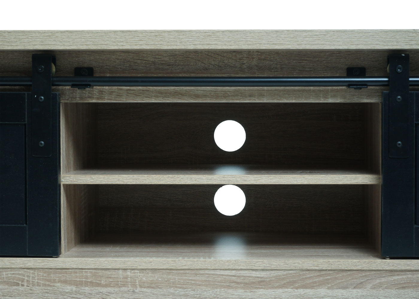 Cosmo Casa - TV-rek - Lowboard - Houtlook & Metaal met Schuifdeur - 43×150×40 cm - Naturel