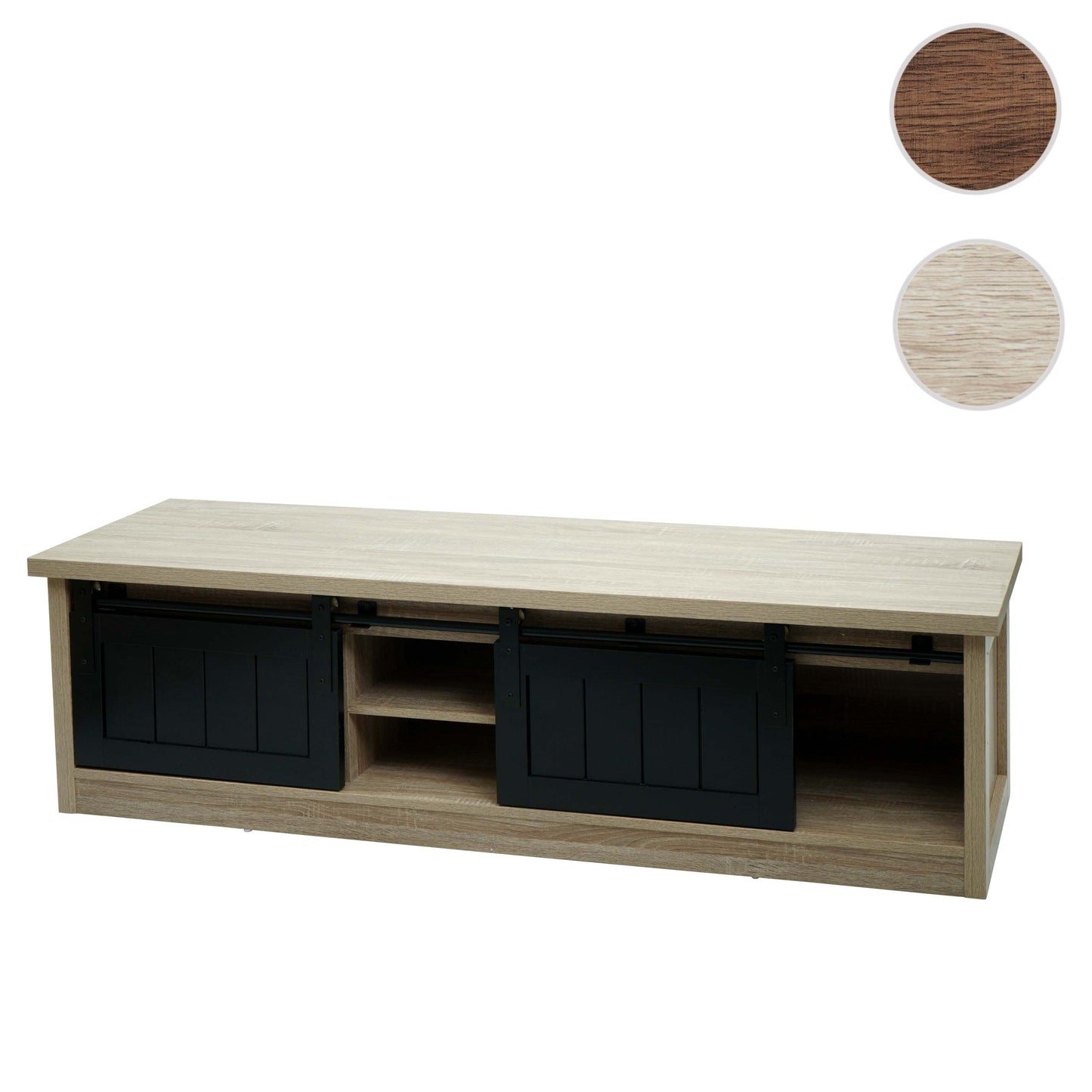 Cosmo Casa - TV-rek - Lowboard - Houtlook & Metaal met Schuifdeur - 43×150×40 cm - Naturel