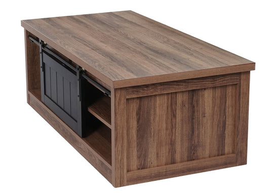 Cosmo Casa - Salontafel - Bijzettafel & Woonkamertafel - Houtlook & Metaal met Schuifdeuren (6 Vakken) - 44×120×60 cm - Bruin