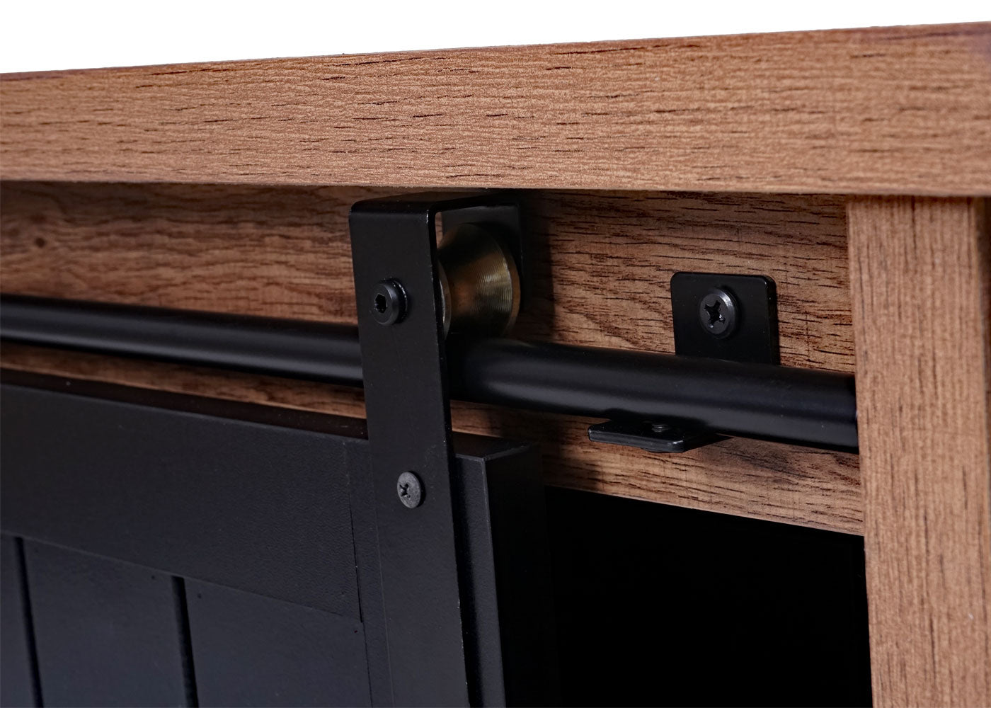 Cosmo Casa - Salontafel - Bijzettafel & Woonkamertafel - Houtlook & Metaal met Schuifdeuren (6 Vakken) - 44×120×60 cm - Bruin