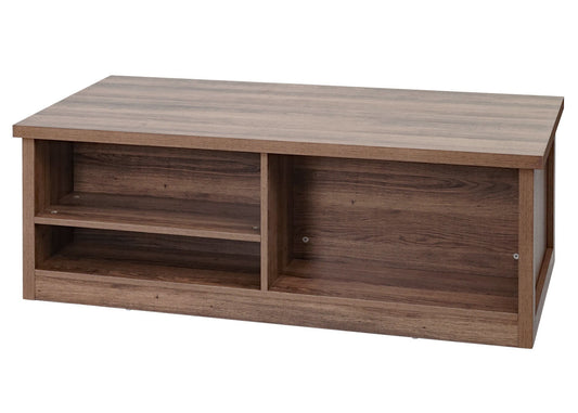 Cosmo Casa - Salontafel - Bijzettafel & Woonkamertafel - Houtlook & Metaal met Schuifdeuren (6 Vakken) - 44×120×60 cm - Bruin