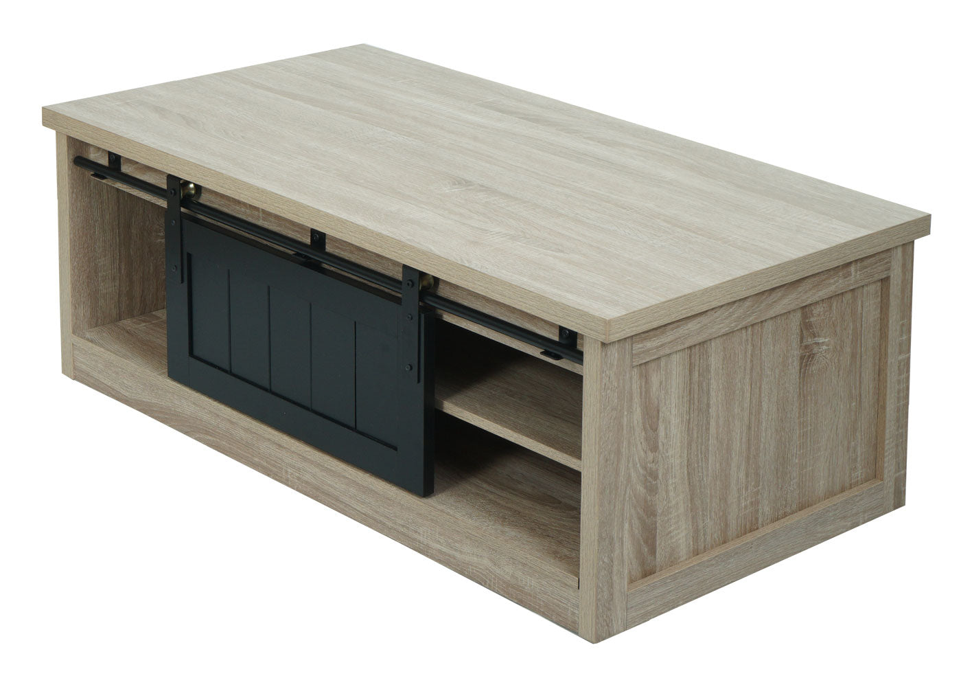 Cosmo Casa - Salontafel - Bijzettafel & Woonkamertafel - Houtlook & Metaal met Schuifdeuren (6 Vakken) - 44×120×60 cm - Naturel