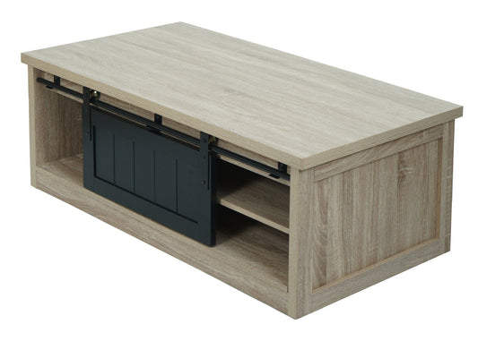 Cosmo Casa - Salontafel - Bijzettafel & Woonkamertafel - Houtlook & Metaal met Schuifdeuren (6 Vakken) - 44×120×60 cm - Naturel