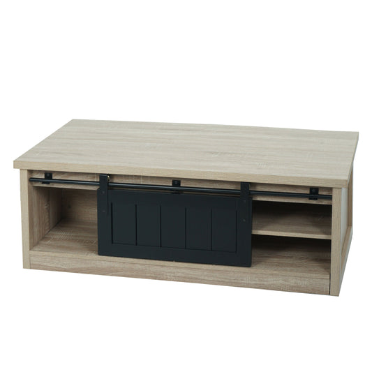 Cosmo Casa - Salontafel - Bijzettafel & Woonkamertafel - Houtlook & Metaal met Schuifdeuren (6 Vakken) - 44×120×60 cm - Naturel