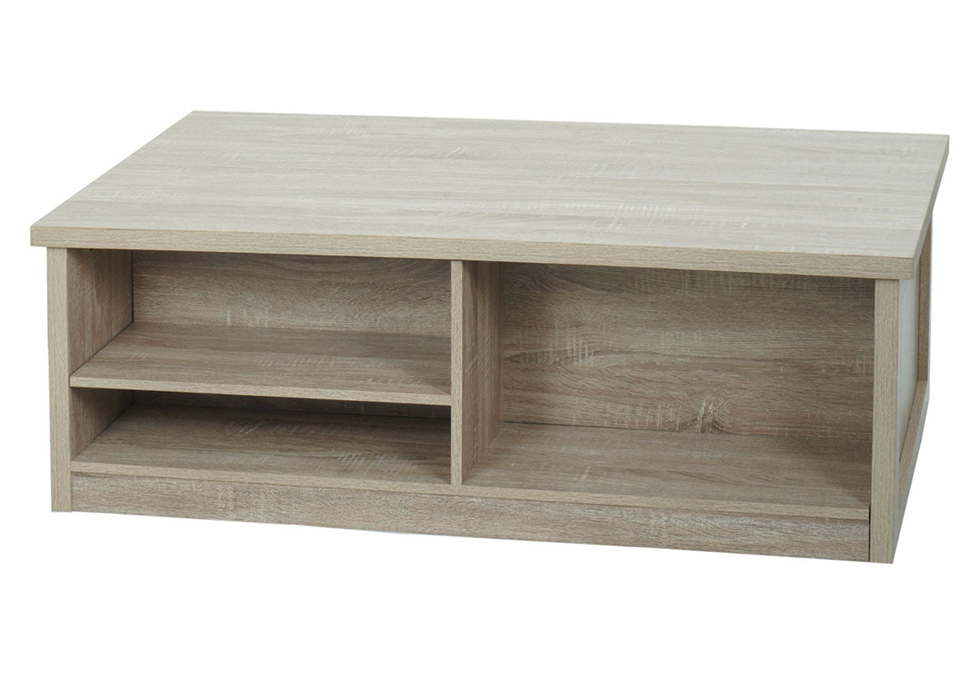 Cosmo Casa - Salontafel - Bijzettafel & Woonkamertafel - Houtlook & Metaal met Schuifdeuren (6 Vakken) - 44×120×60 cm - Naturel