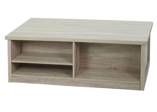 Cosmo Casa - Salontafel - Bijzettafel & Woonkamertafel - Houtlook & Metaal met Schuifdeuren (6 Vakken) - 44×120×60 cm - Naturel