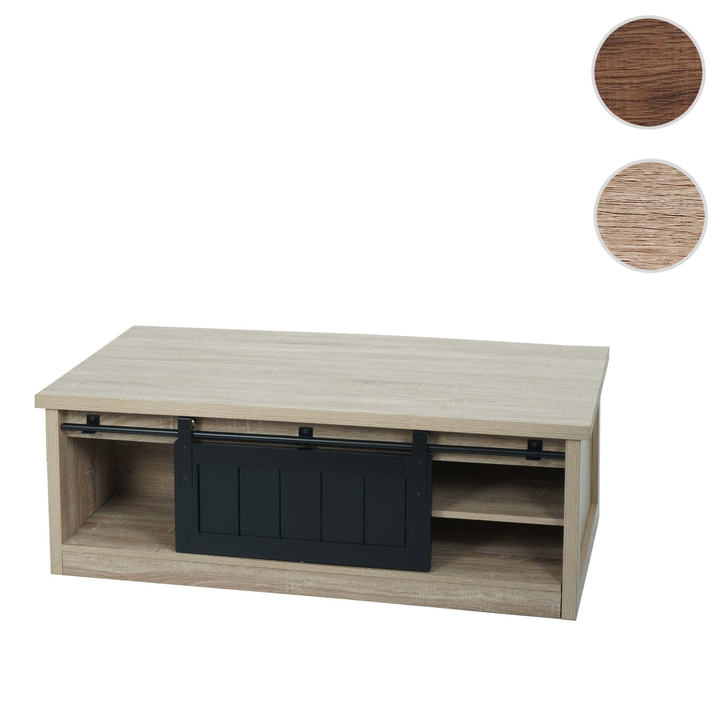 Cosmo Casa - Salontafel - Bijzettafel & Woonkamertafel - Houtlook & Metaal met Schuifdeuren (6 Vakken) - 44×120×60 cm - Naturel