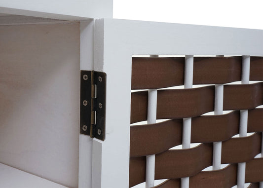 Cosmo Casa - Ladekast - 4 Lades - Hout & Polyrotan - Wit & Bruin