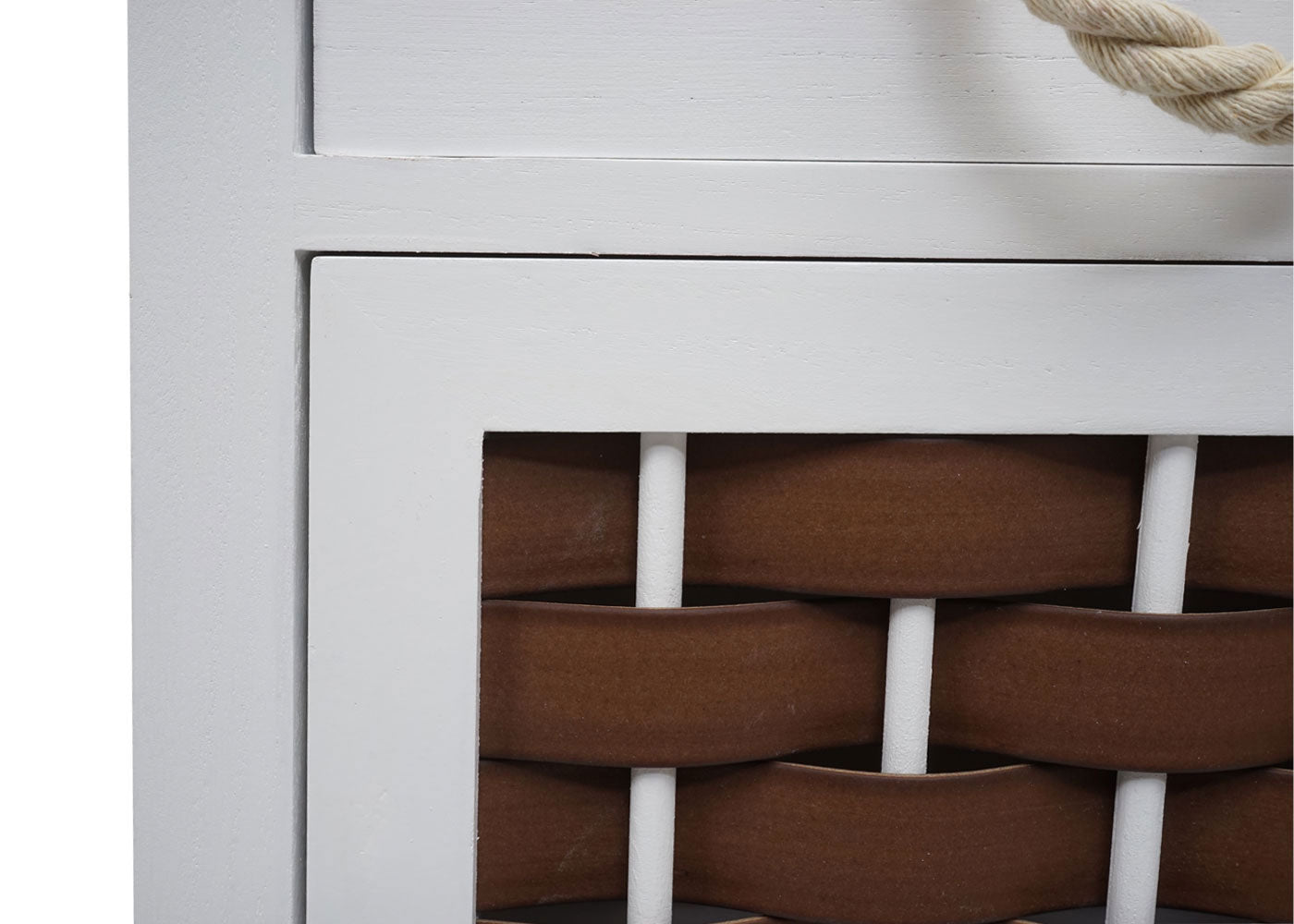 Cosmo Casa - Ladekast - 4 Lades - Hout & Polyrotan - Wit & Bruin