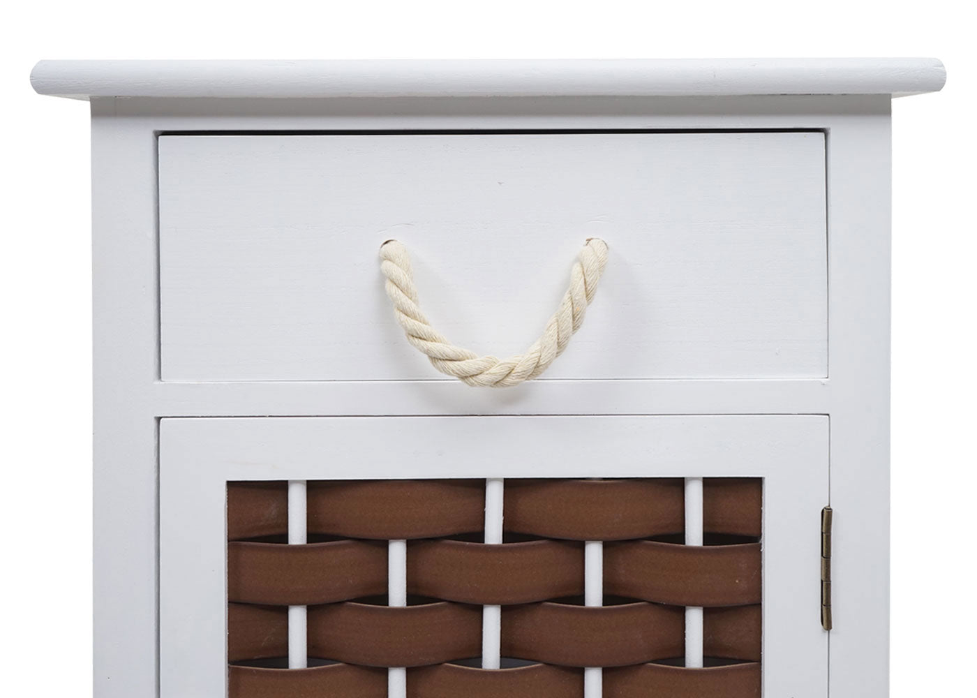 Cosmo Casa - Ladekast - 4 Lades - Hout & Polyrotan - Wit & Bruin