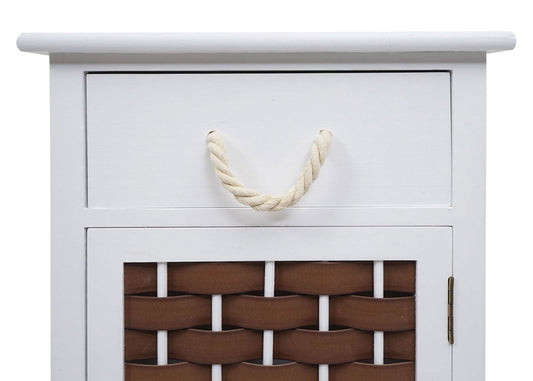 Cosmo Casa - Ladekast - 4 Lades - Hout & Polyrotan - Wit & Bruin