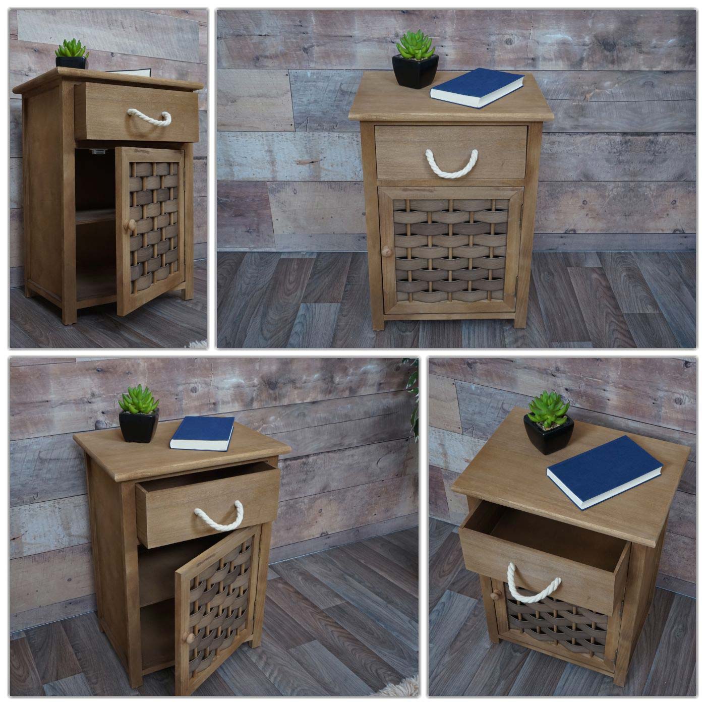 Cosmo Casa - Ladenkast - 4 Lades - Hout & Polyrotan - Donkerbruin