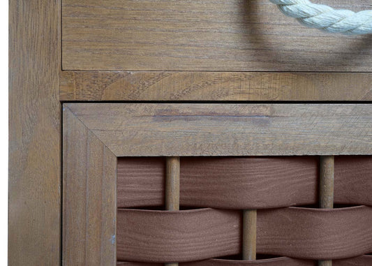 Cosmo Casa - Ladenkast - 4 Lades - Hout & Polyrotan - Donkerbruin