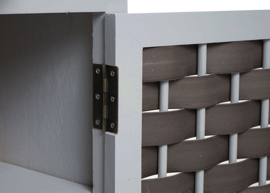 Cosmo Casa - Ladekast - 4 Lades - Hout & Polyrotan - Grijs & Donkergrijs