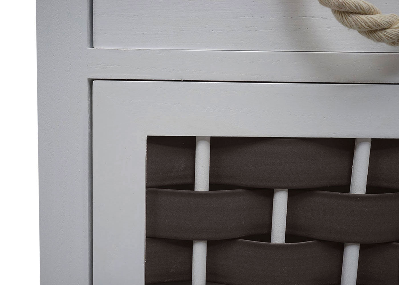 Cosmo Casa - Ladekast - 4 Lades - Hout & Polyrotan - Grijs & Donkergrijs