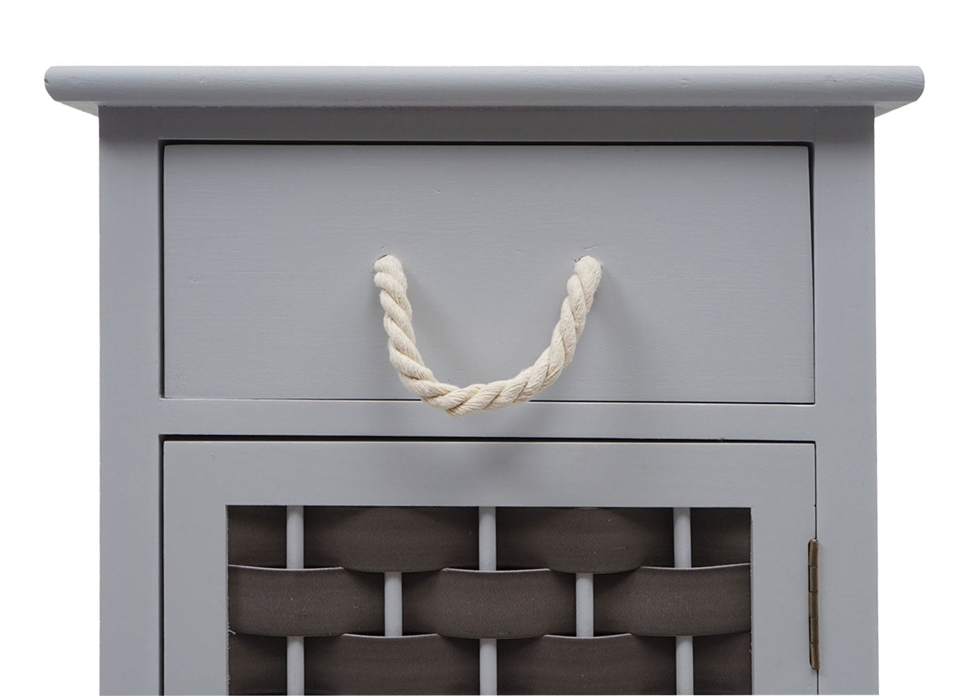 Cosmo Casa - Ladekast - 4 Lades - Hout & Polyrotan - Grijs & Donkergrijs