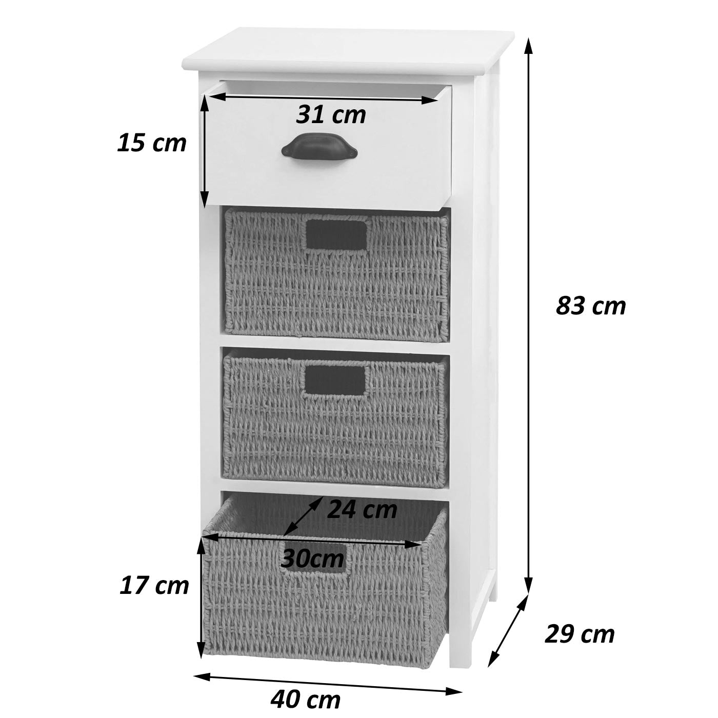 Cosmo Casa - Ladekast met Manden - Hout & Manden - Naturel & Lichtbruin