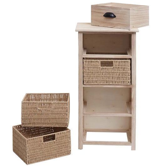 Cosmo Casa - Ladekast met Manden - Hout & Manden - Naturel & Lichtbruin