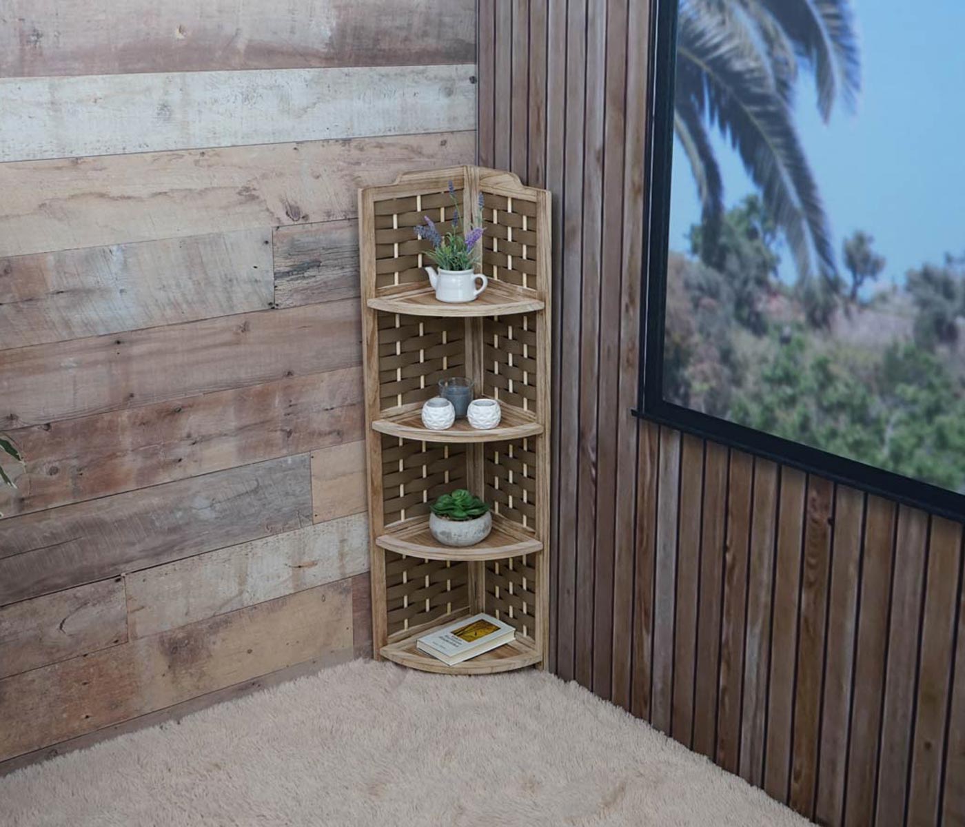 Cosmo Casa - Hoekplank - Opklapbaar - Paulowniahout - Bruin - 110 cm