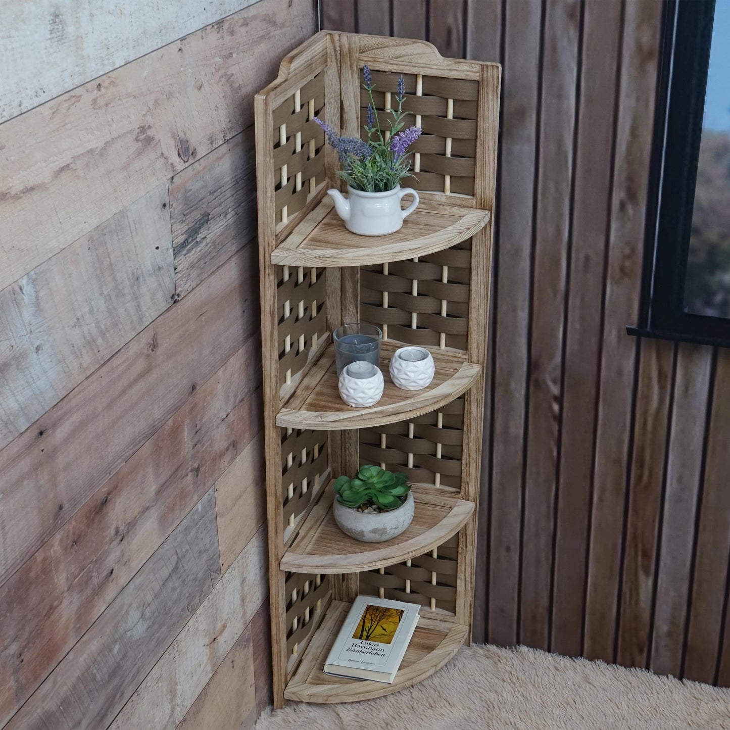 Cosmo Casa - Hoekplank - Opklapbaar - Paulowniahout - Bruin - 110 cm