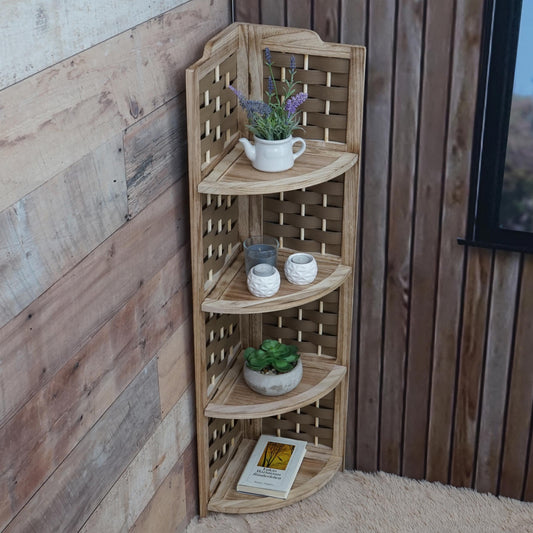 Cosmo Casa - Hoekplank - Opklapbaar - Paulowniahout - Bruin - 110 cm