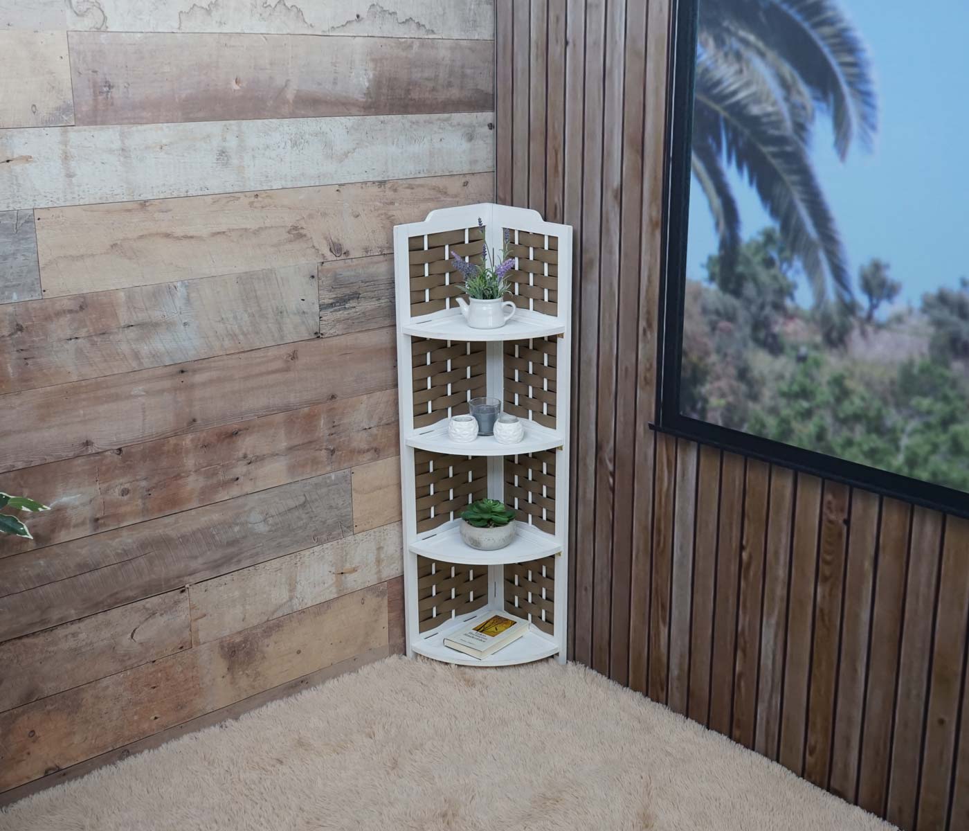 Cosmo Casa - Hoekplank - Opvouwbaar - Paulowniahout - Wit - 110 cm