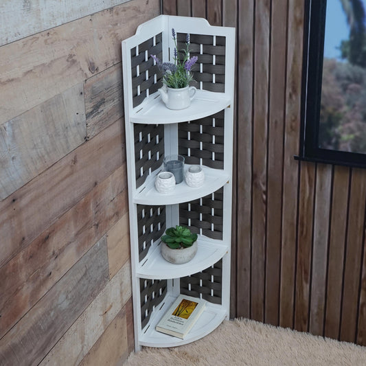 Cosmo Casa - Hoekplank - Opklapbaar - Paulowniahout - Wit - 110 cm