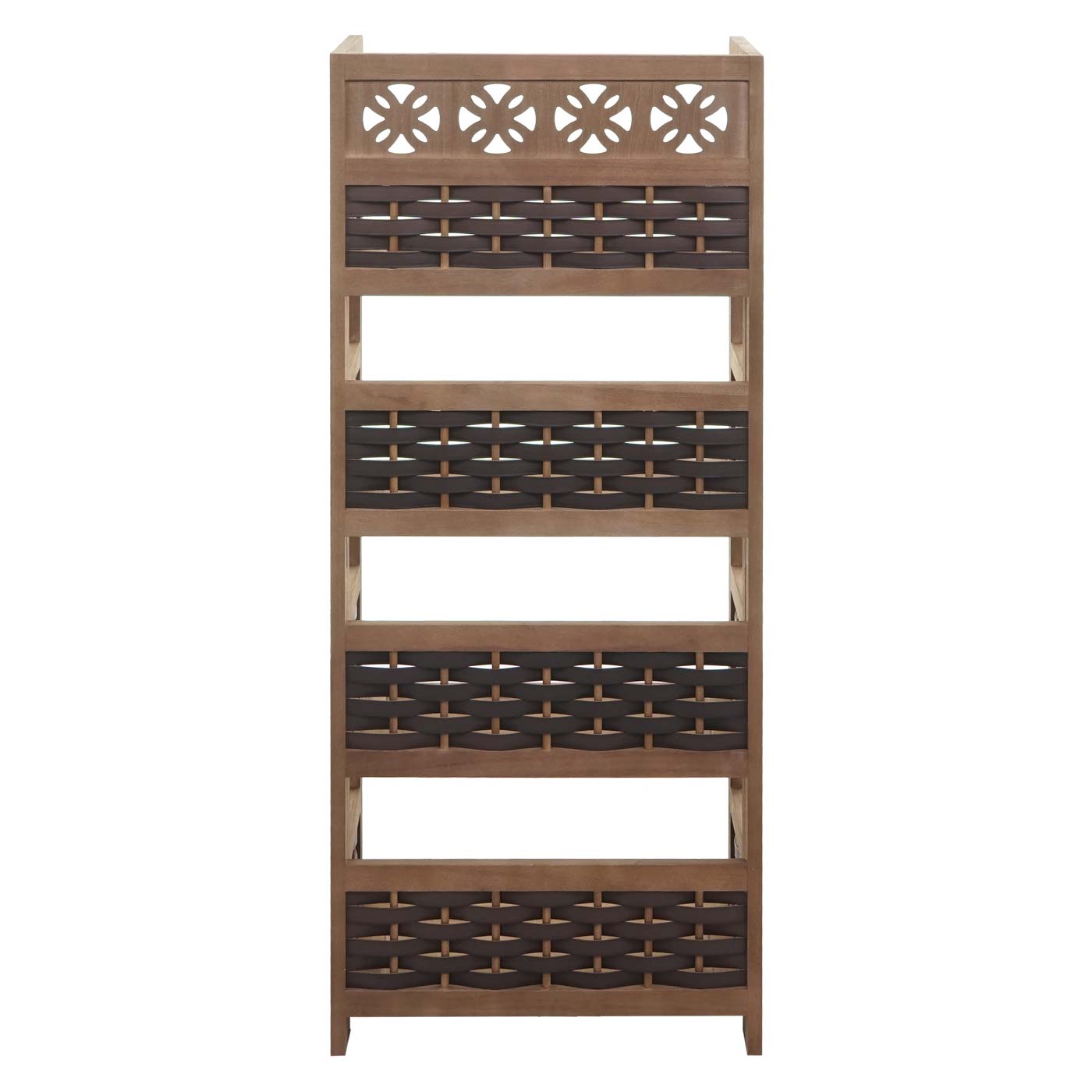 Cosmo Casa - Staande Woonplank - Opvouwbaar 4-laags, Geweven - Hout - Donkerbruin