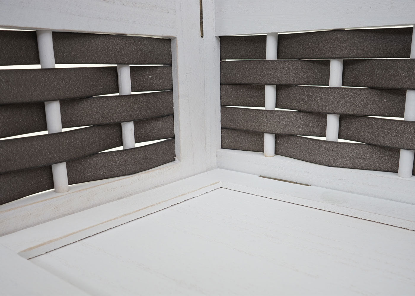 Cosmo Casa - Staande Woonplank - Opvouwbaar 4-laags, Geweven - Hout - Wit & Grijze Vlecht