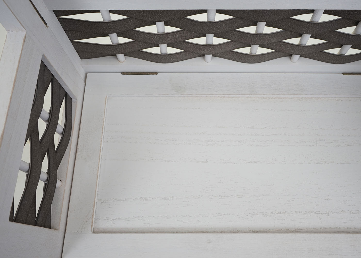 Cosmo Casa - Staande Woonplank - Opvouwbaar 4-laags, Geweven - Hout - Wit & Grijze Vlecht