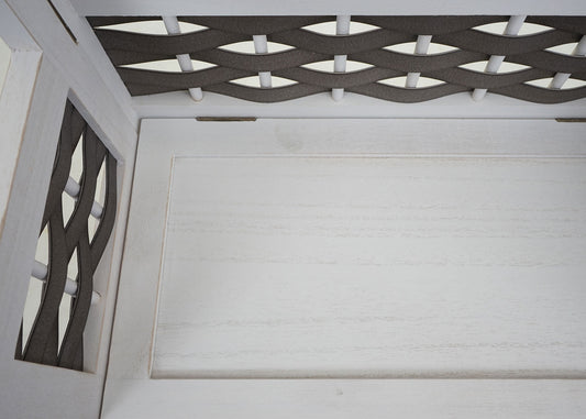 Cosmo Casa - Staande Woonplank - Opvouwbaar 4-laags, Geweven - Hout - Wit & Grijze Vlecht