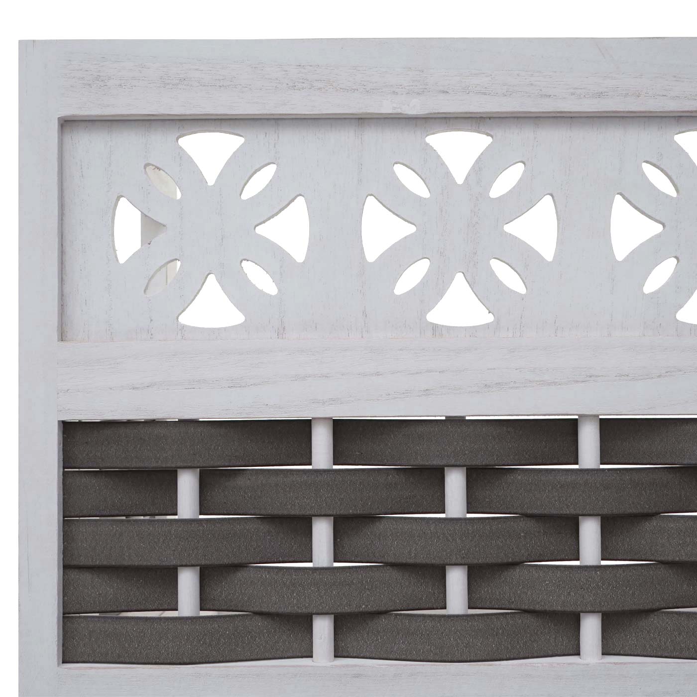 Cosmo Casa - Staande Woonplank - Opvouwbaar 4-laags, Geweven - Hout - Wit & Grijze Vlecht