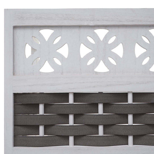 Cosmo Casa - Staande Woonplank - Opvouwbaar 4-laags, Geweven - Hout - Wit & Grijze Vlecht