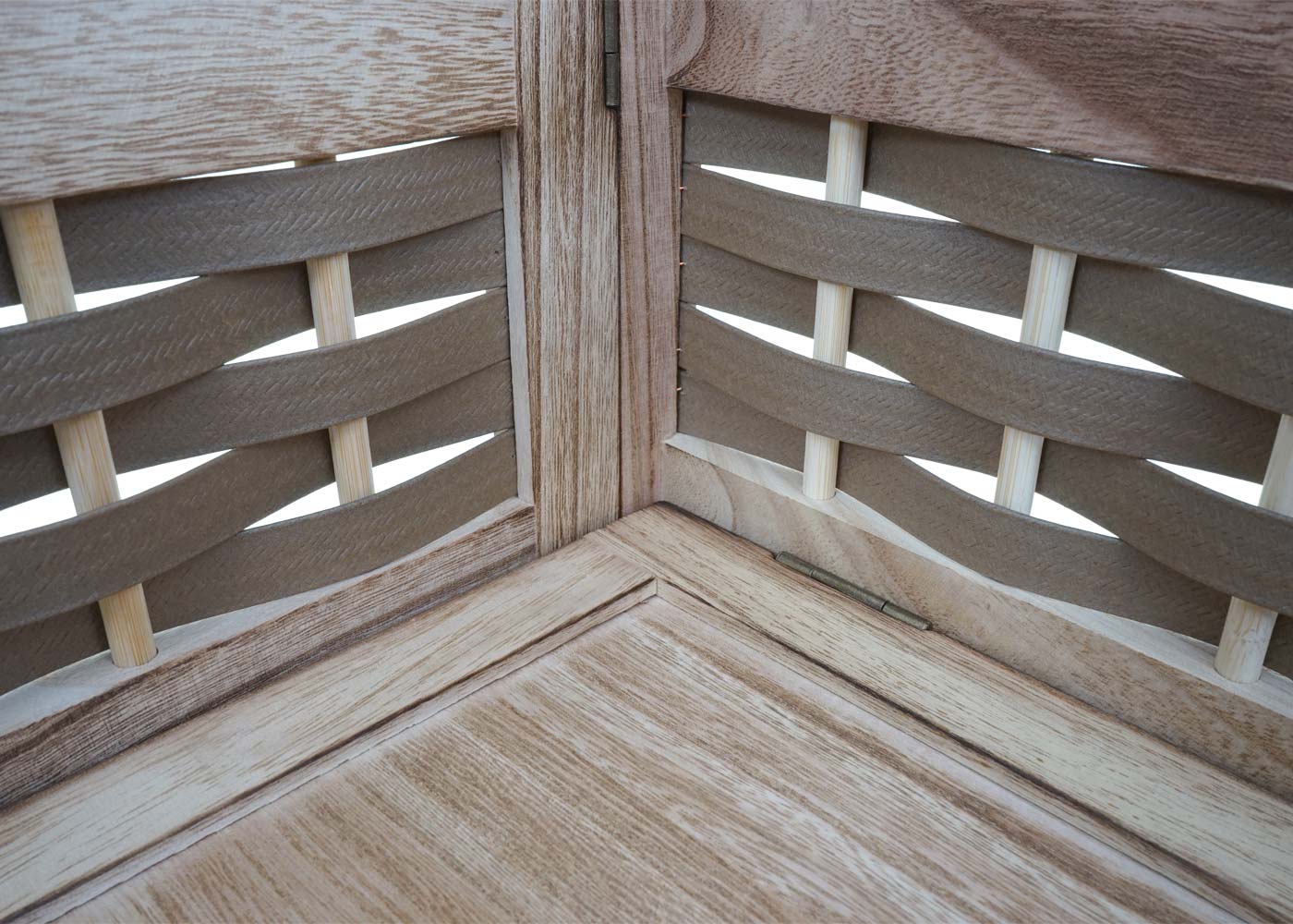 Cosmo Casa - Staande Woonplank - Opvouwbaar 4-laags, Geweven - Hout - Bruin & Bruine Vlecht