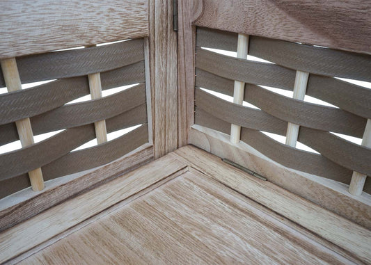 Cosmo Casa - Staande Woonplank - Opvouwbaar 4-laags, Geweven - Hout - Bruin & Bruine Vlecht