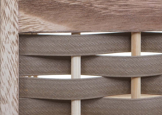 Cosmo Casa - Staande Woonplank - Opvouwbaar 4-laags, Geweven - Hout - Bruin & Bruine Vlecht