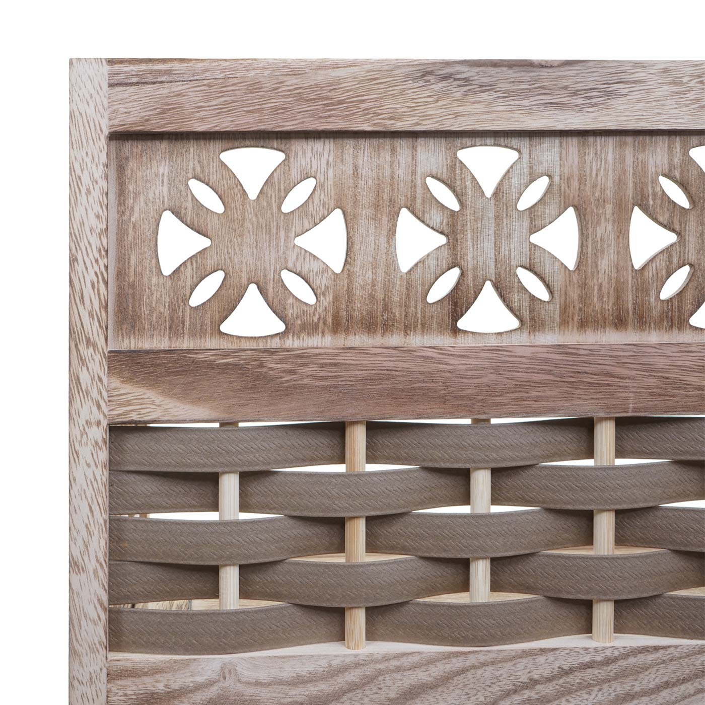 Cosmo Casa - Staande Woonplank - Opvouwbaar 4-laags, Geweven - Hout - Bruin & Bruine Vlecht