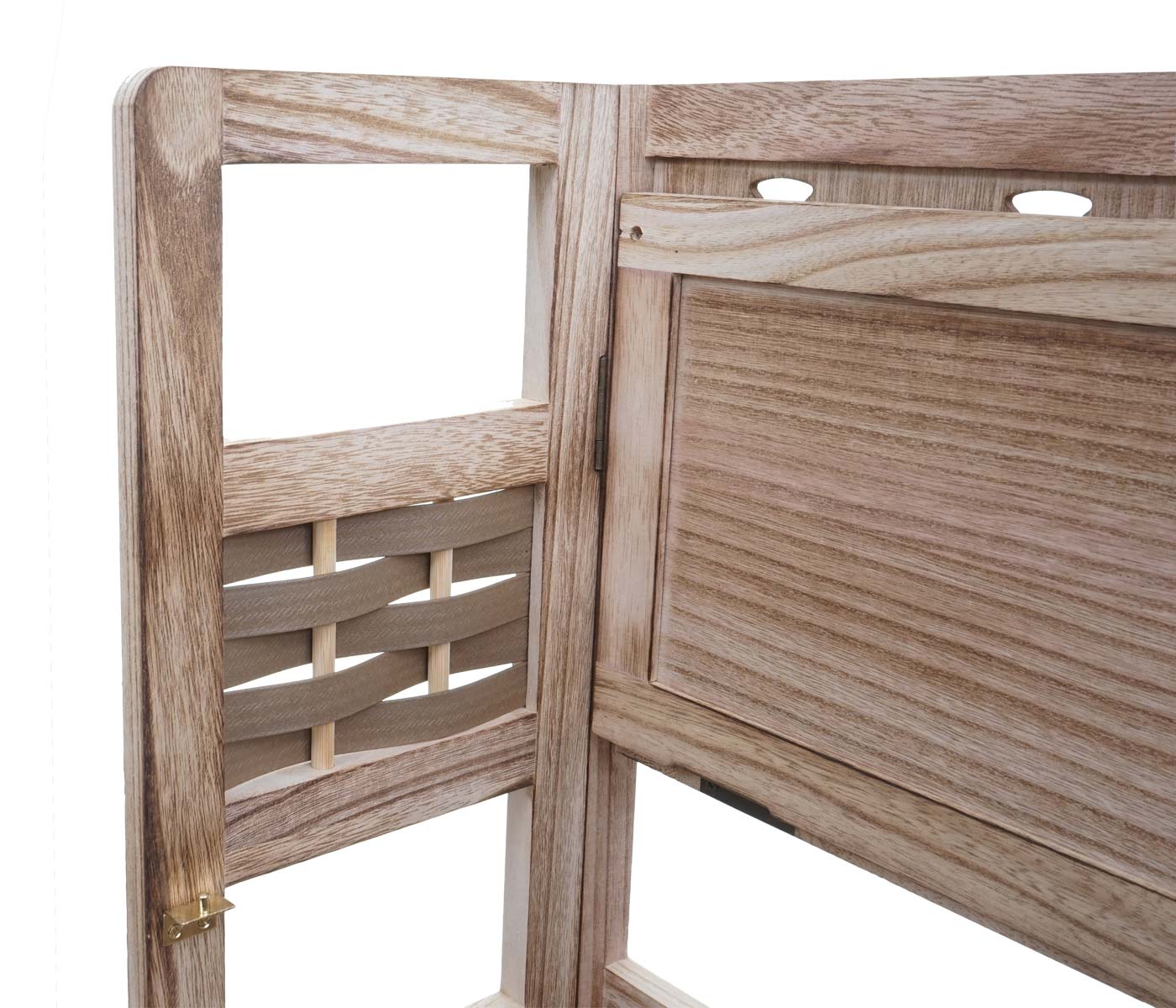 Cosmo Casa - Staande Woonplank - Opvouwbaar 4-laags, Geweven - Hout - Bruin & Bruine Vlecht