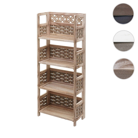 Cosmo Casa - Staande Woonplank - Opvouwbaar 4-laags, Geweven - Hout - Bruin & Bruine Vlecht