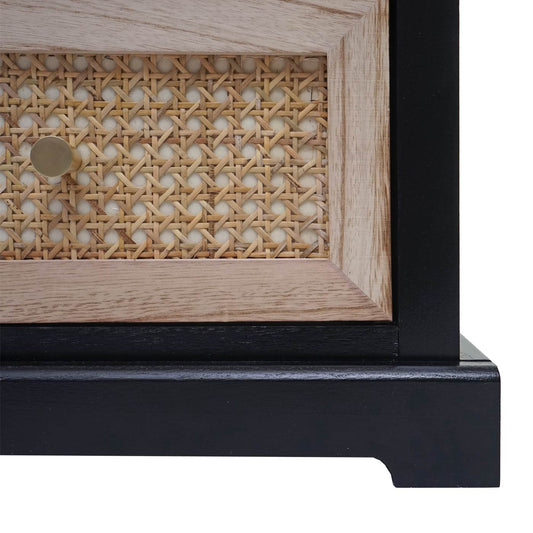 Cosmo Casa - Ladekast - Rotan & Hout - 63×40×28 cm - Zwart & Natuurlijke Kleur