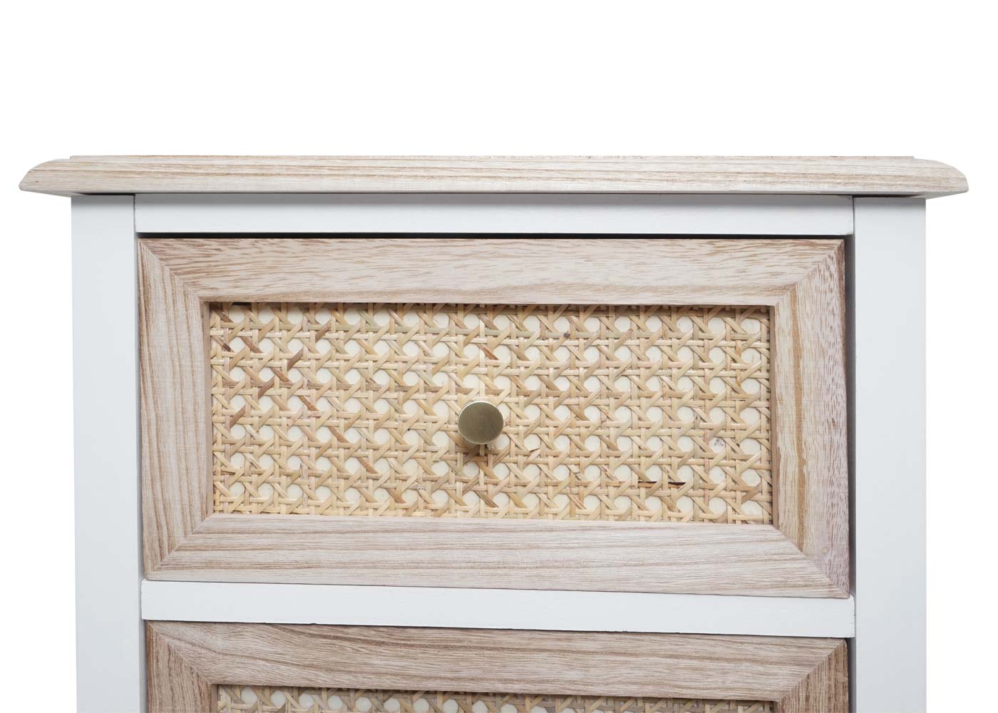 Cosmo Casa - Ladekast - Rotanhout - 63×40×28 cm - Wit & Natuurlijke Kleur